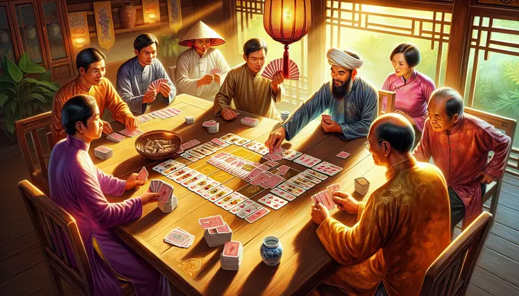 Bài Phỏm, Tá Lả truyền thống được sắp xếp trên bàn
