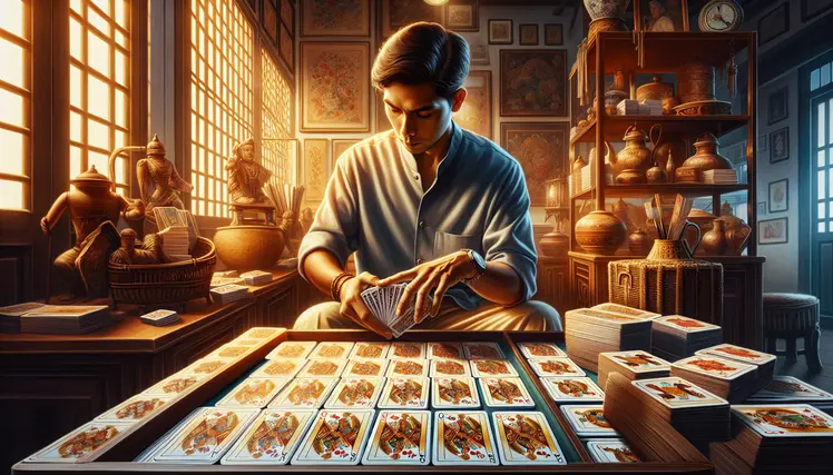 Người chơi đang sắp xếp bài Tứ Sắc.